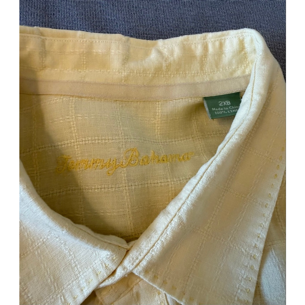 Tommy Bahama men's yellow 100 % linen casual coastal shirt size 2XB - Picture 10 of 10